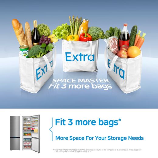 Midea Spacemaster MDRB600MIC46P Wifi Connected 201cm 70/30 Frost Free Fridge Freezer - Stainless Steel - Annotation - Space master